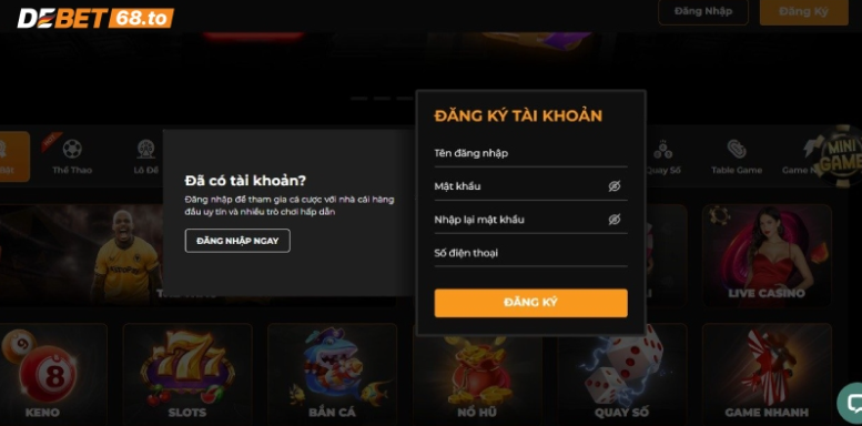 Nhập thông tin cá nhân của anh em khi đăng ký DEBET Nhập thông tin cá nhân của anh em khi đăng ký DEBET