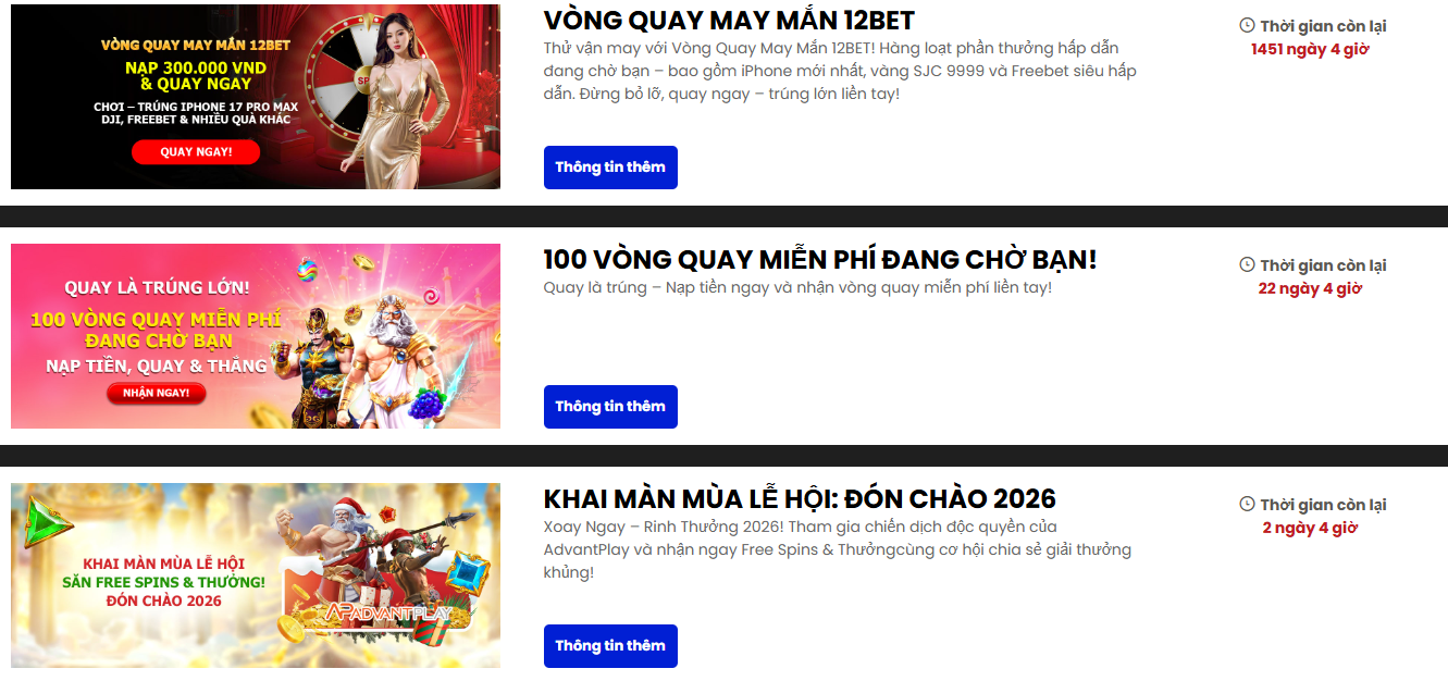 Khuyến mãi 12bet tri ân khách hàng Khuyến mãi 12bet tri ân khách hàng