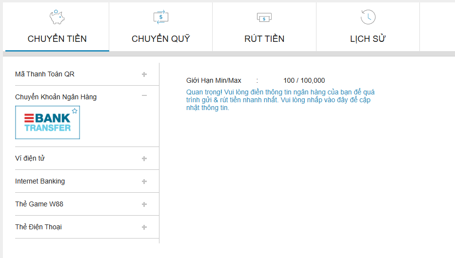 Nạp tiền w88 qua ngân hàng trực tuyến Nạp tiền w88 qua ngân hàng trực tuyến